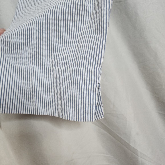 DALIA Size‎ 16W Blue & White Seersucker Cotton Blend Pull On Stretch Crop Pants - Picture 3 of 8